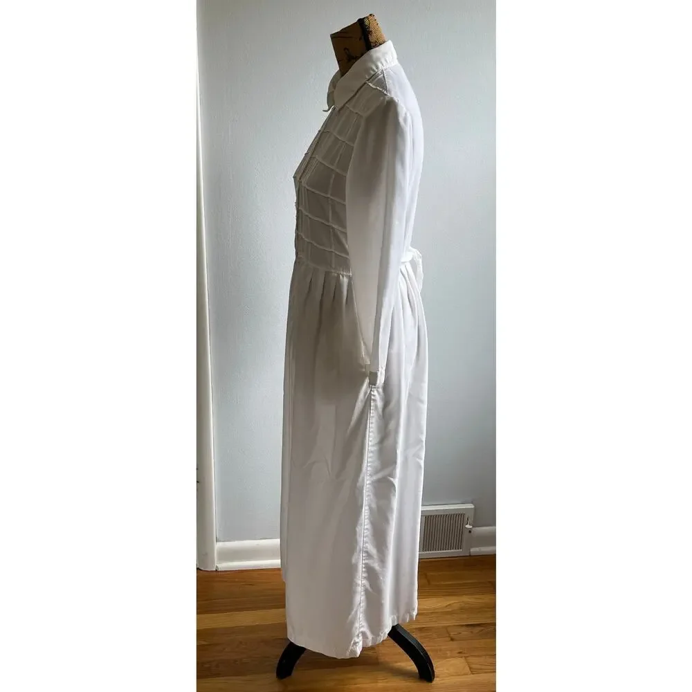 90s Dressed In White Rayon Checkered Top Button Long Sleeve Maxi Dress Women’s S - Picture 4 of 9